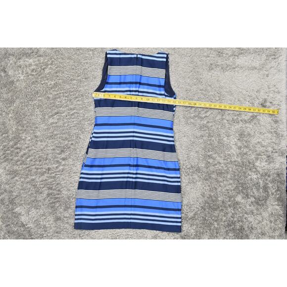 Banana Republic Blue Shift Dress Size 0 Polyester Sleeveless Striped - Picture 4 of 7